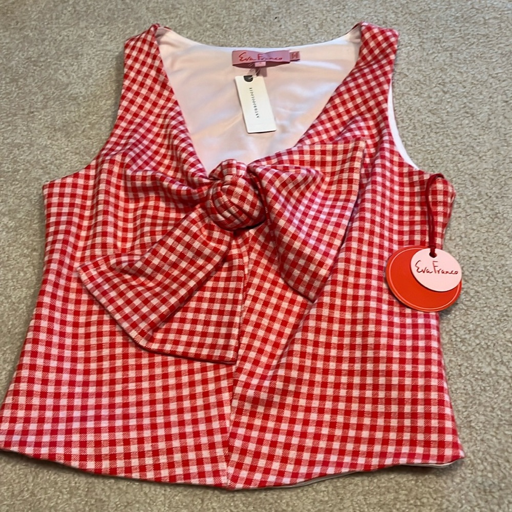 Anthropologie Red Gingham Tank Top